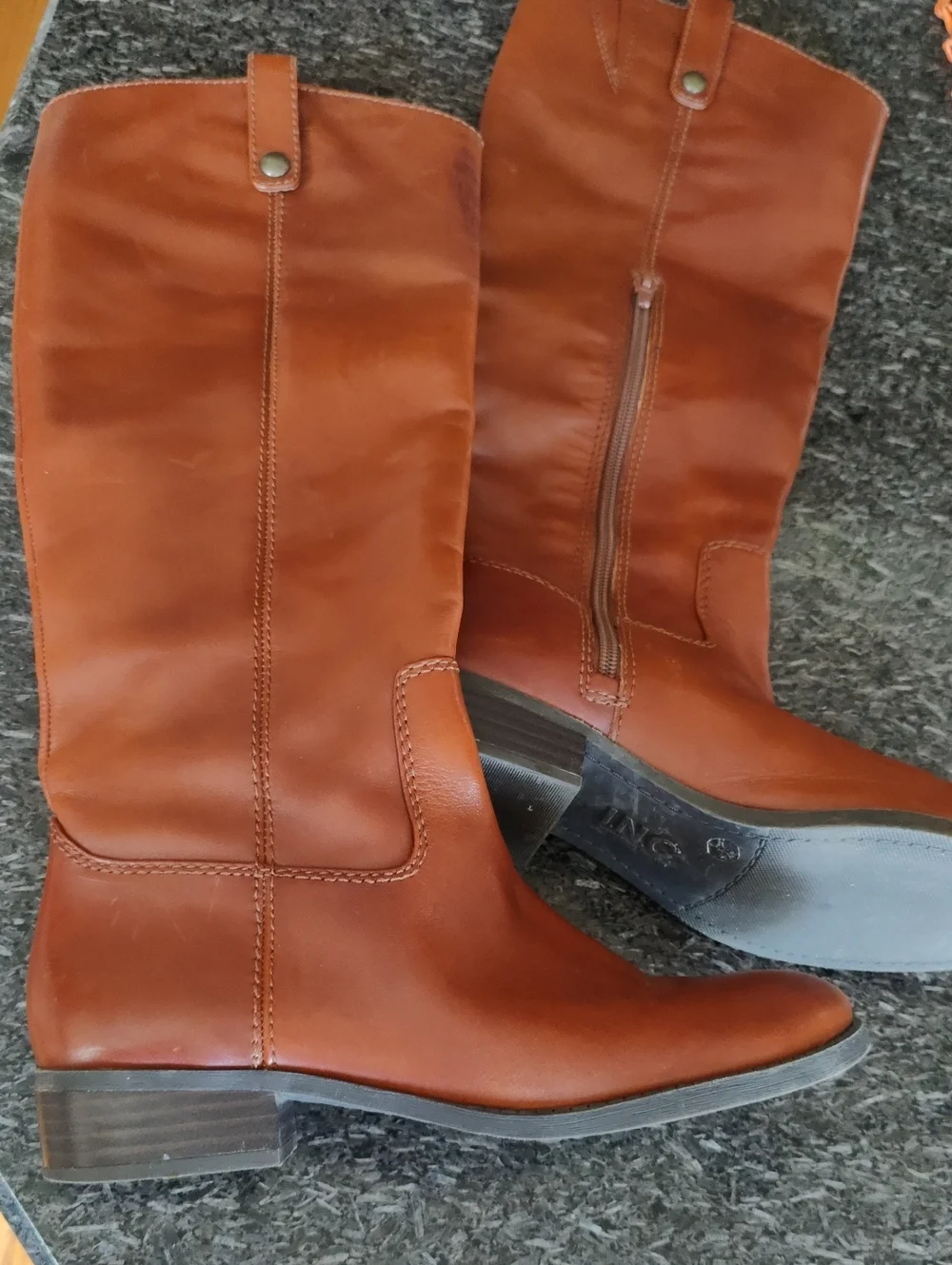Women's Tall Leather Riding Boots - Cognac Brown
